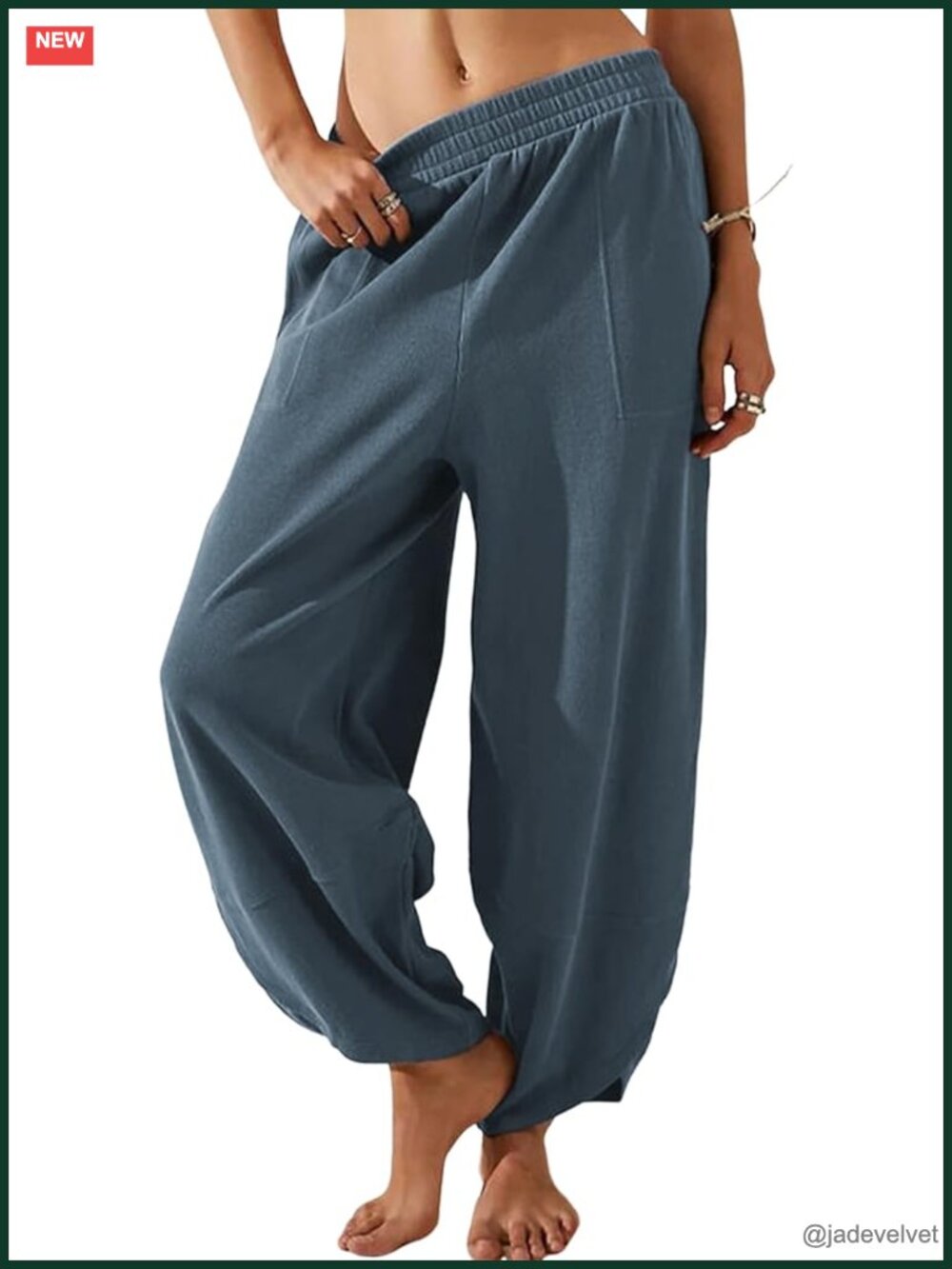Cotton Wide Leg Pants Elastic Waist Palazzo Harem Casual